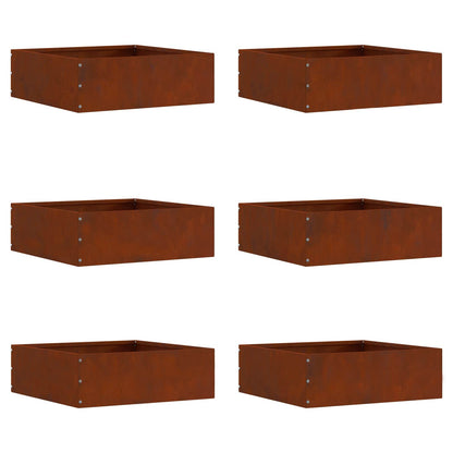 Lawn Edging 6 pcs Rusty 40 x 40 x 13 cm Weathering Steel