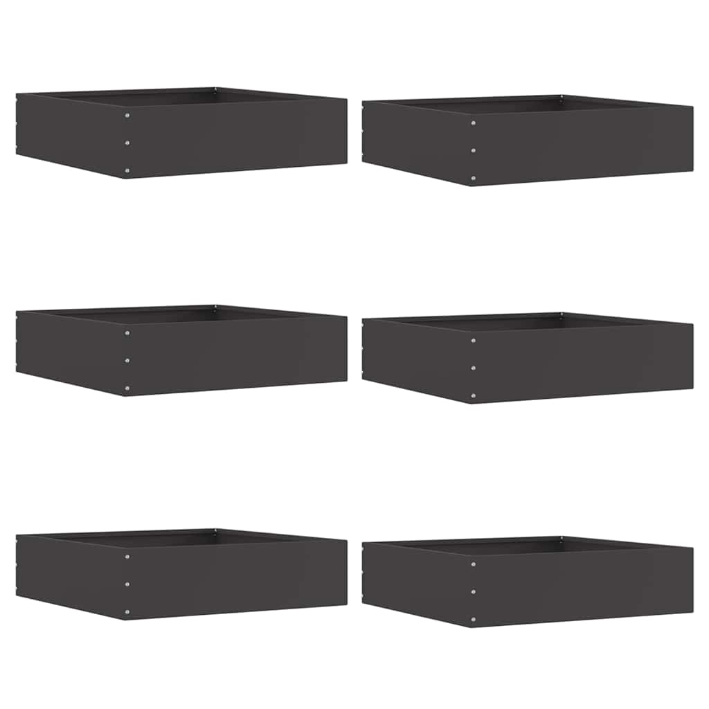 Lawn Edging 6 pcs Black 50 x 50 x 13 cm Steel