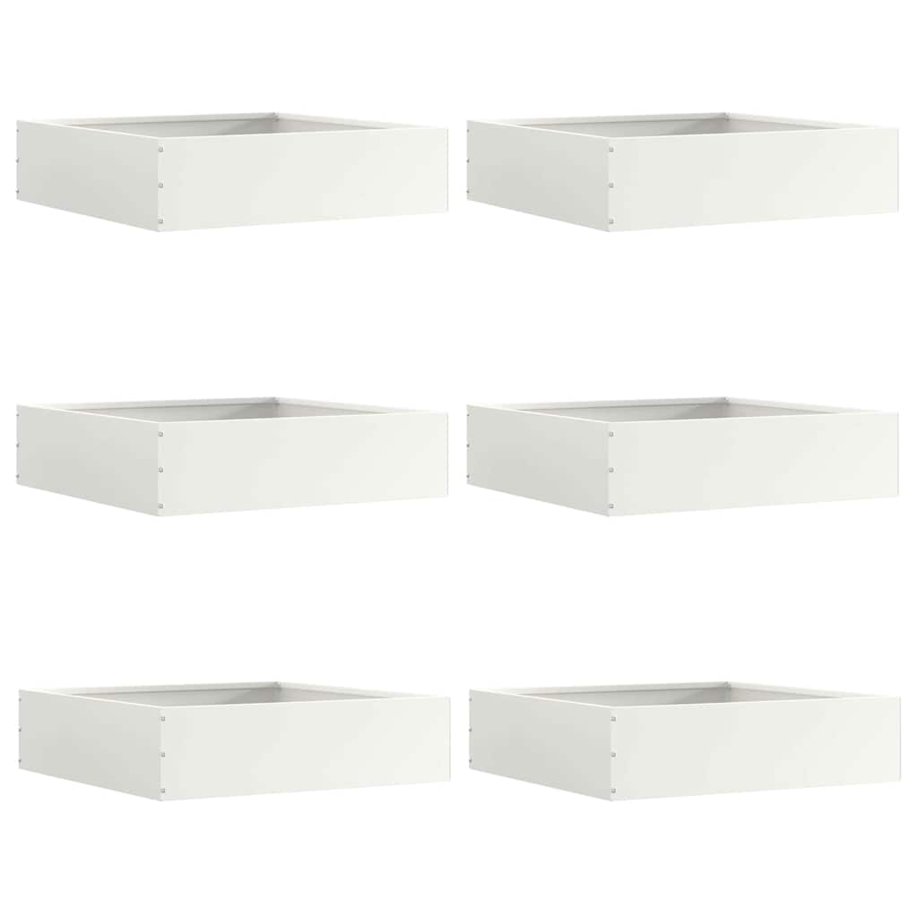 Lawn Edging 6 pcs White 50 x 50 x 13 cm Steel