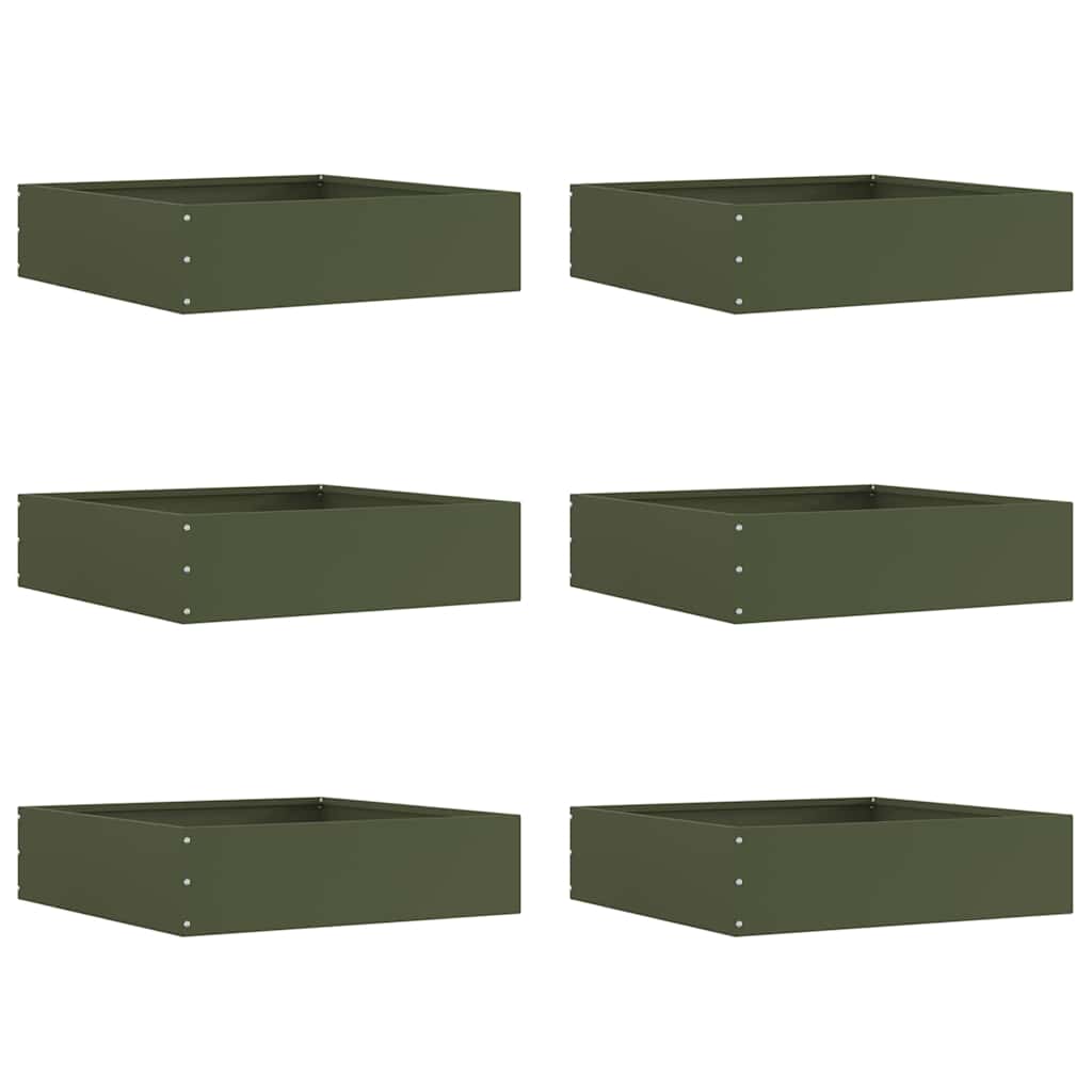 Lawn Edging 6 pcs Olive Green 50 x 50 x 13 cm Steel