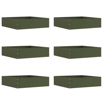 Lawn Edging 6 pcs Olive Green 50 x 50 x 13 cm Steel