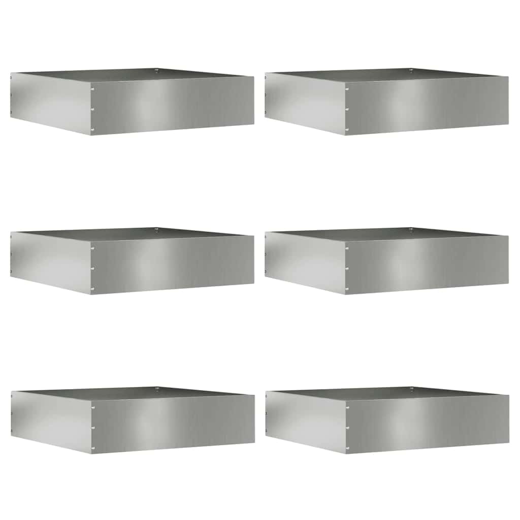 Lawn Edging 6 pcs 50 x 50 x 13 cm Galvanised Steel Silver