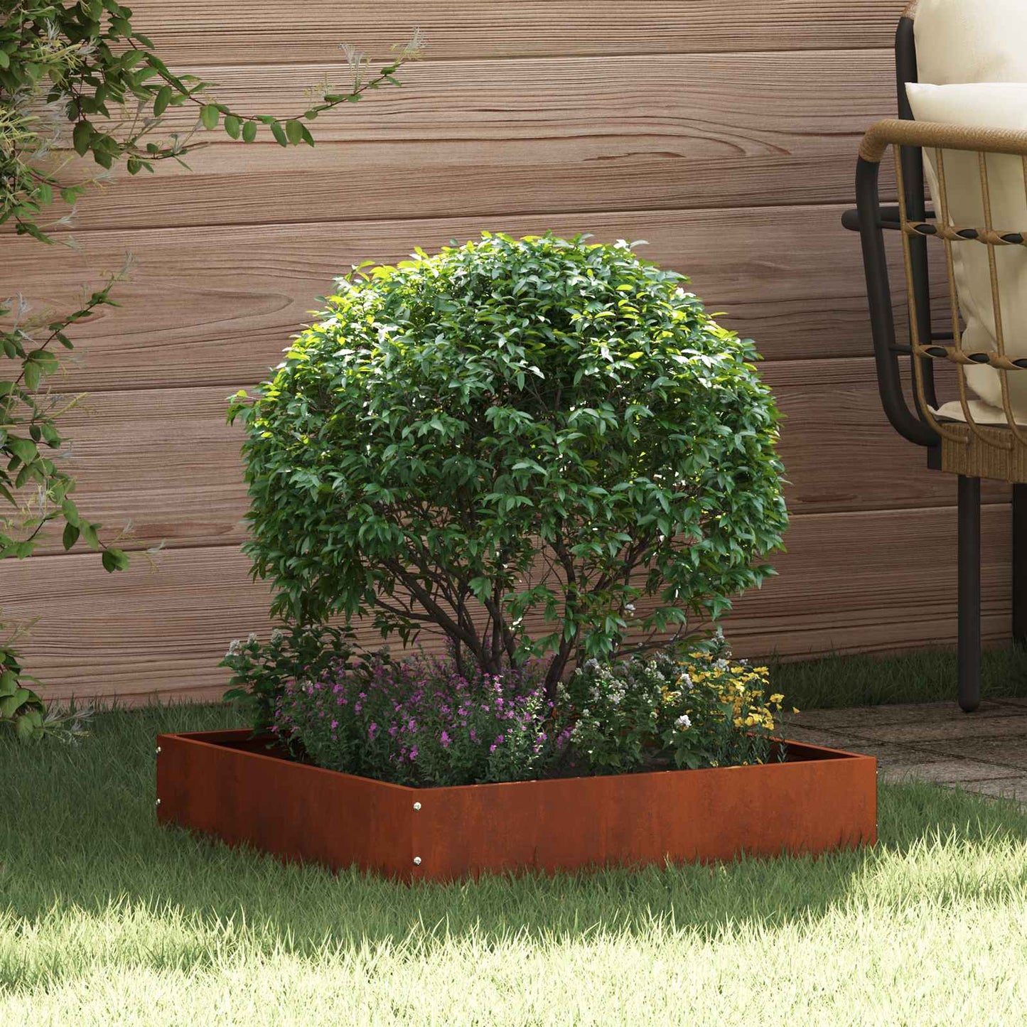 Lawn Edging 6 pcs Rusty 50 x 50 x 13 cm Weathering Steel