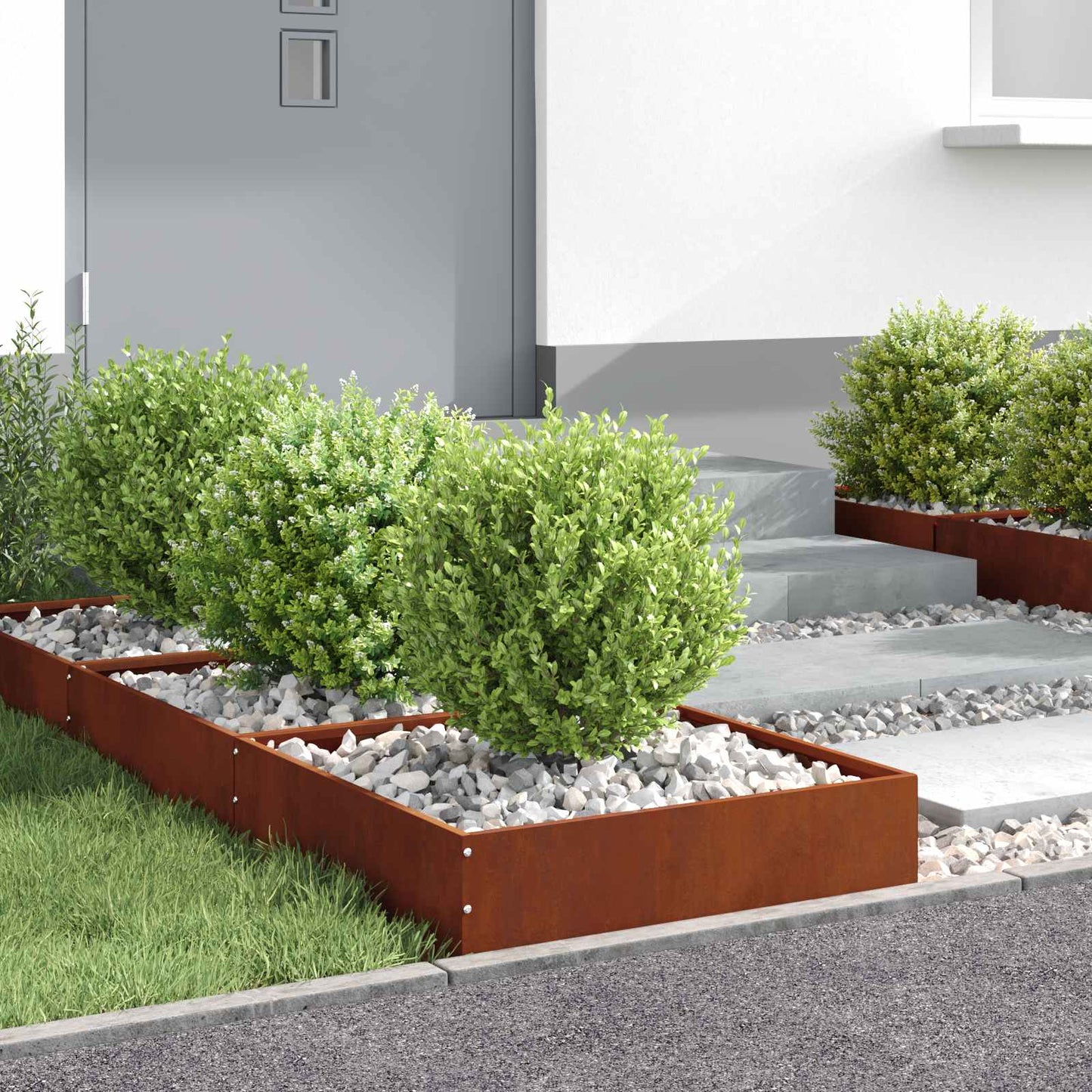 Lawn Edging 6 pcs Rusty 50 x 50 x 13 cm Weathering Steel