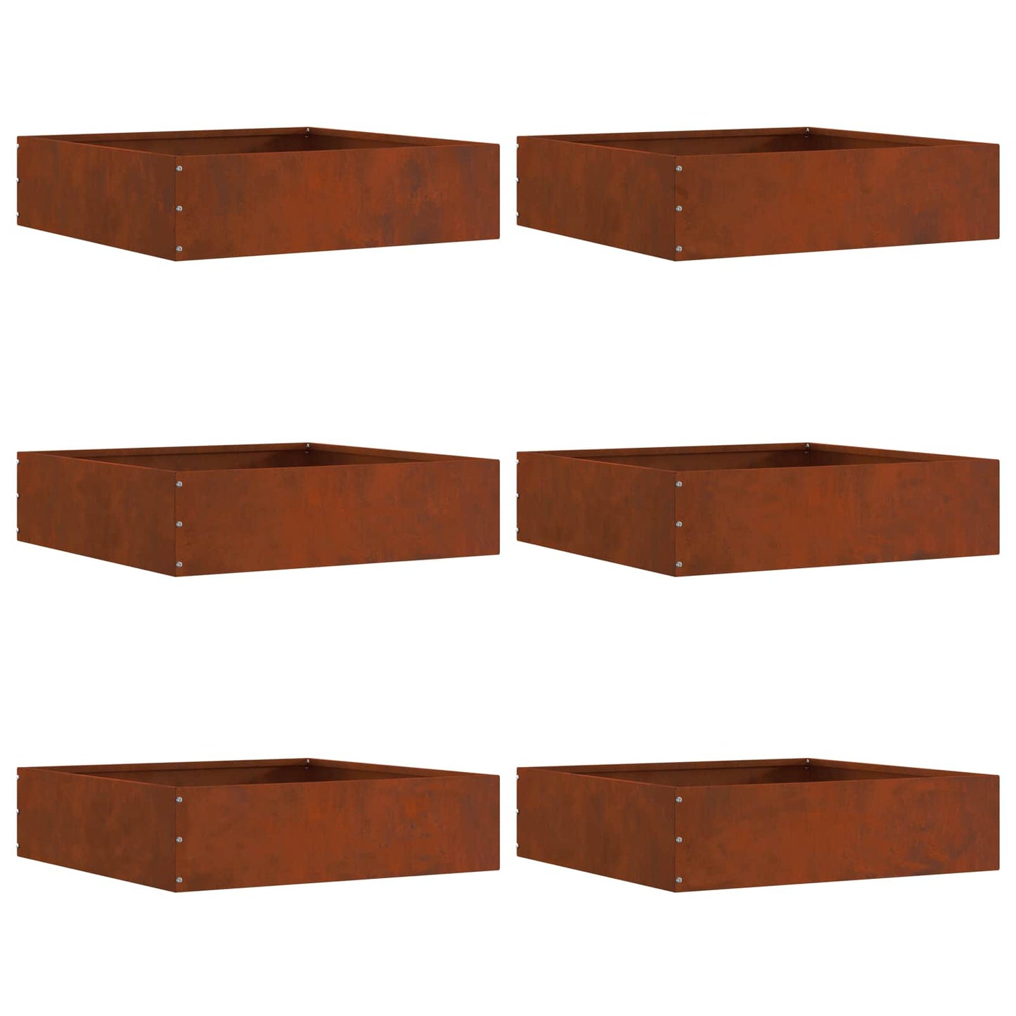 Lawn Edging 6 pcs Rusty 50 x 50 x 13 cm Weathering Steel