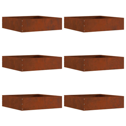 Lawn Edging 6 pcs Rusty 50 x 50 x 13 cm Weathering Steel