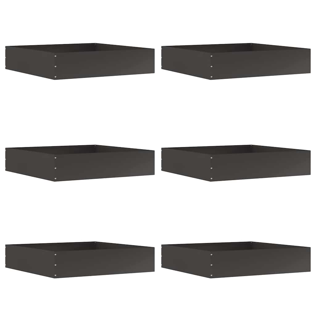 Lawn Edging 6 pcs Black 60 x 60 x 13 cm Steel