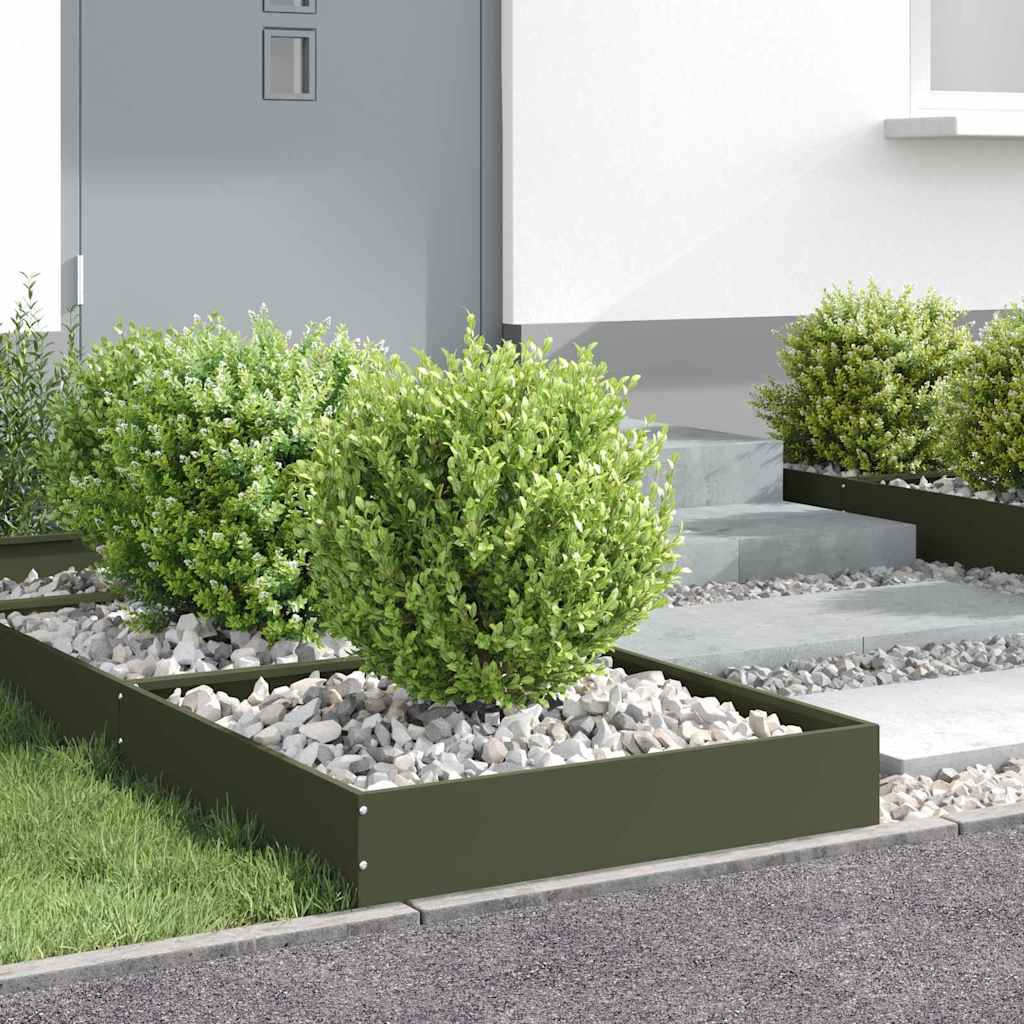 Lawn Edging 6 pcs Olive Green 60 x 60 x 13 cm Steel