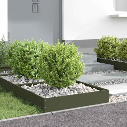 Lawn Edging 6 pcs Olive Green 60 x 60 x 13 cm Steel