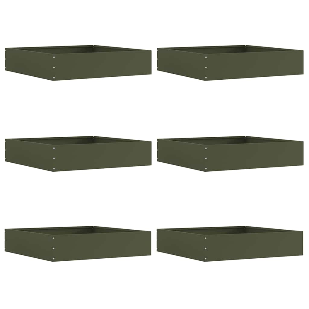 Lawn Edging 6 pcs Olive Green 60 x 60 x 13 cm Steel