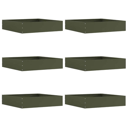 Lawn Edging 6 pcs Olive Green 60 x 60 x 13 cm Steel