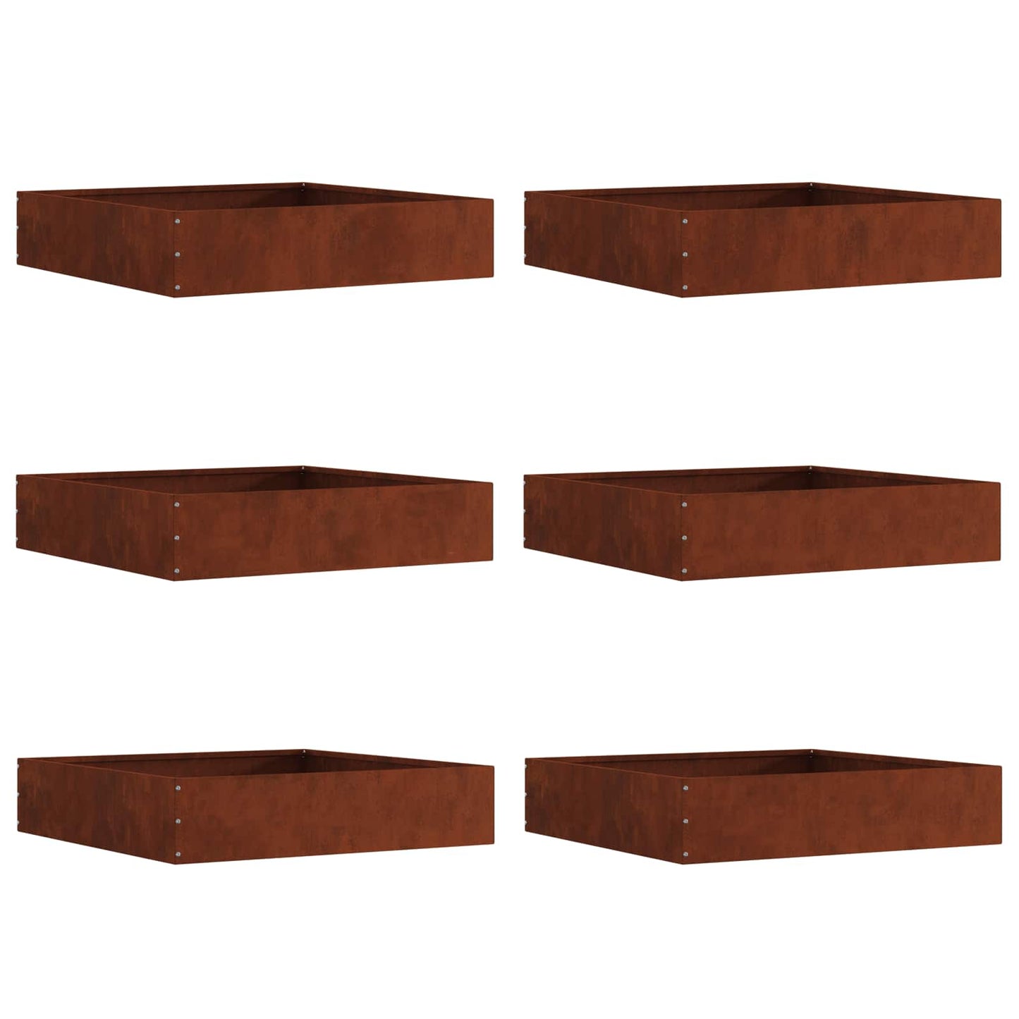Lawn Edging 6 pcs Rusty 60 x 60 x 13 cm Weathering Steel