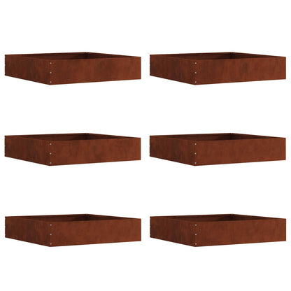 Lawn Edging 6 pcs Rusty 60 x 60 x 13 cm Weathering Steel