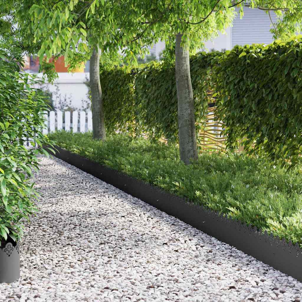 Lawn Edgings 10 pcs Black 103 x 0.05 x 22 cm Steel