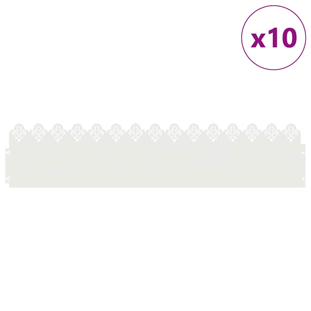 Lawn Edgings 10 pcs White 103 x 0.05 x 22 cm Steel