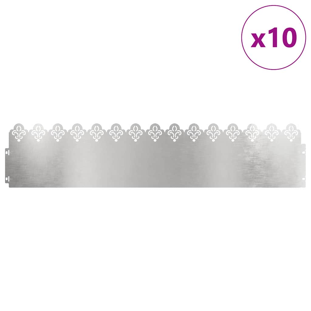 Lawn Edgings 10 pcs Silver 103 x 0.05 x 22 cm Stainless Steel