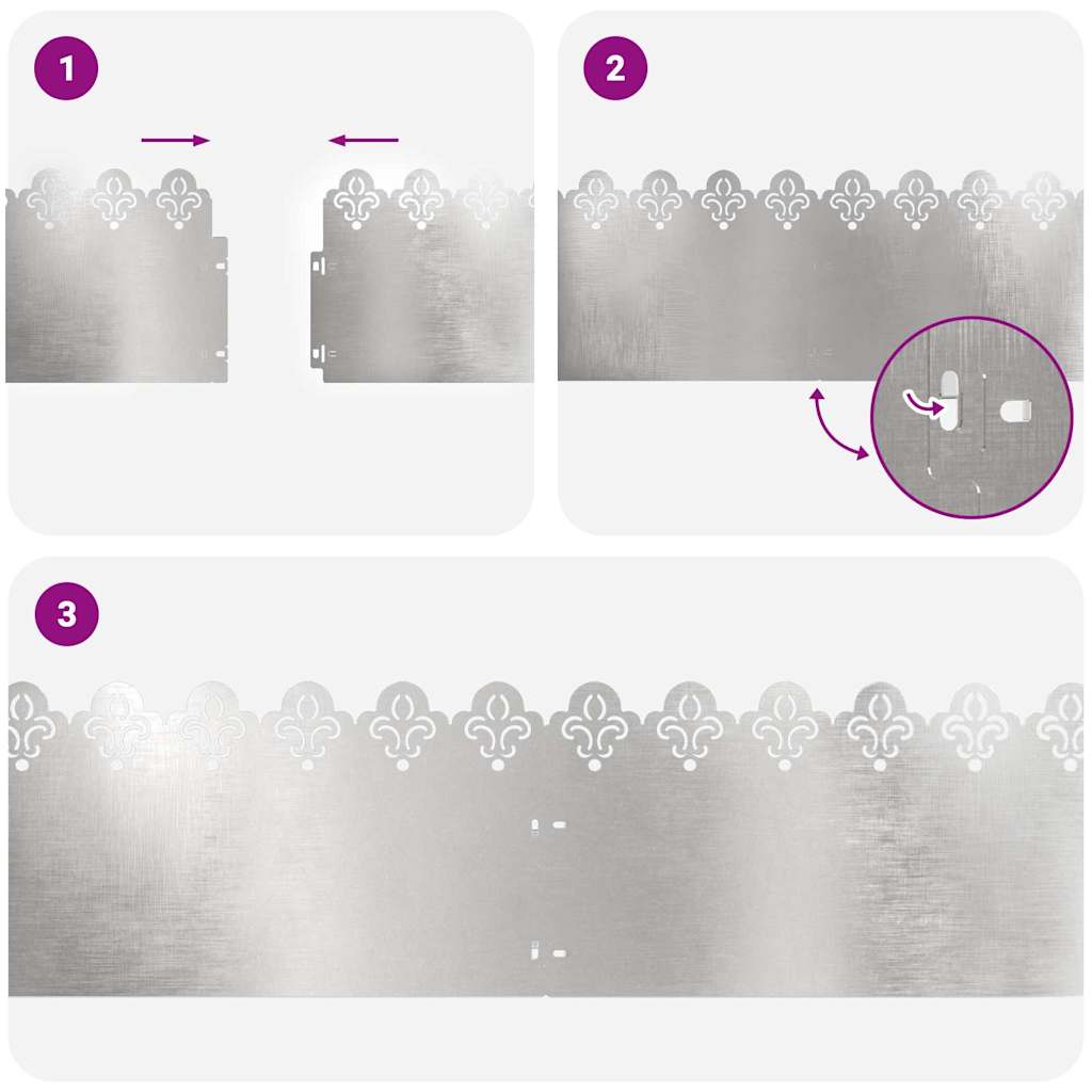 Lawn Edgings 30 pcs 103 x 0.05 x 22 cm Stainless Steel Silver