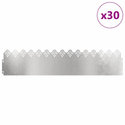 Lawn Edgings 30 pcs 103 x 0.05 x 22 cm Stainless Steel Silver