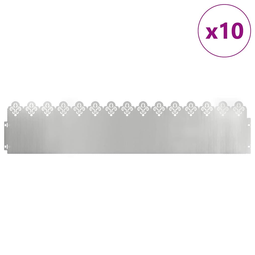 Lawn Edgings 10 pcs Silver 103 x 0.05 x 22 cm Galvanised Steel