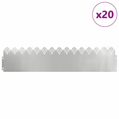 Lawn Edgings 20 pcs Silver 103 x 0.05 x 22 cm Galvanised Steel