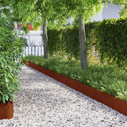 Lawn Edgings 10 pcs Rusty 103 x 0.05 x 22 cm Weathering Steel
