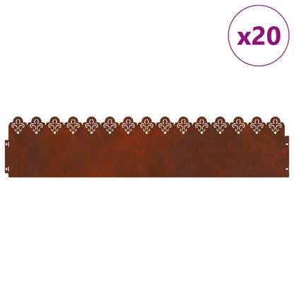 Lawn Edgings 20 pcs Rusty 103 x 0.05 x 22 cm Weathering Steel