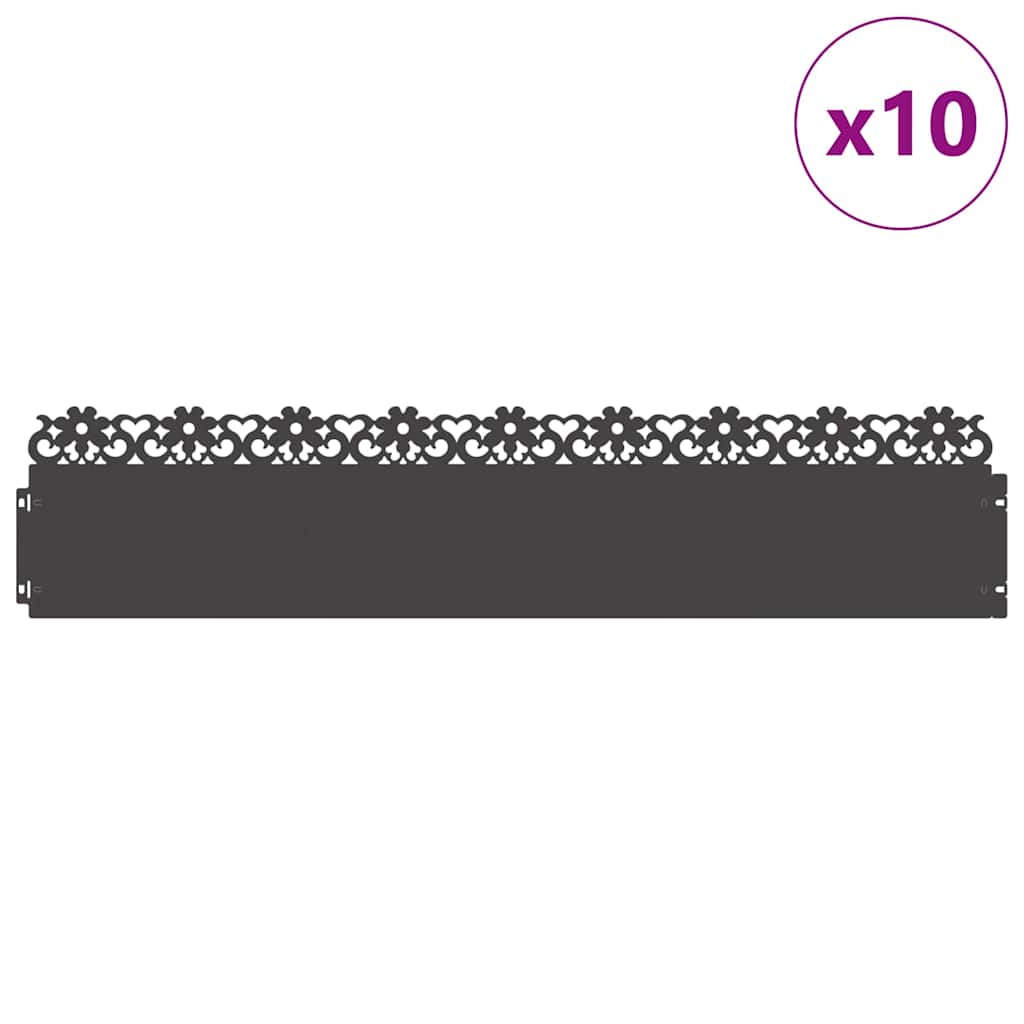 Lawn Edgings 10 pcs Black 103 x 0.05 x 22 cm Steel