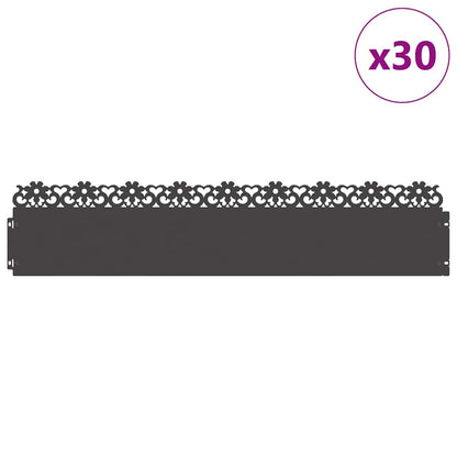 Lawn Edgings 30 pcs Black 103 x 0.05 x 22 cm Steel