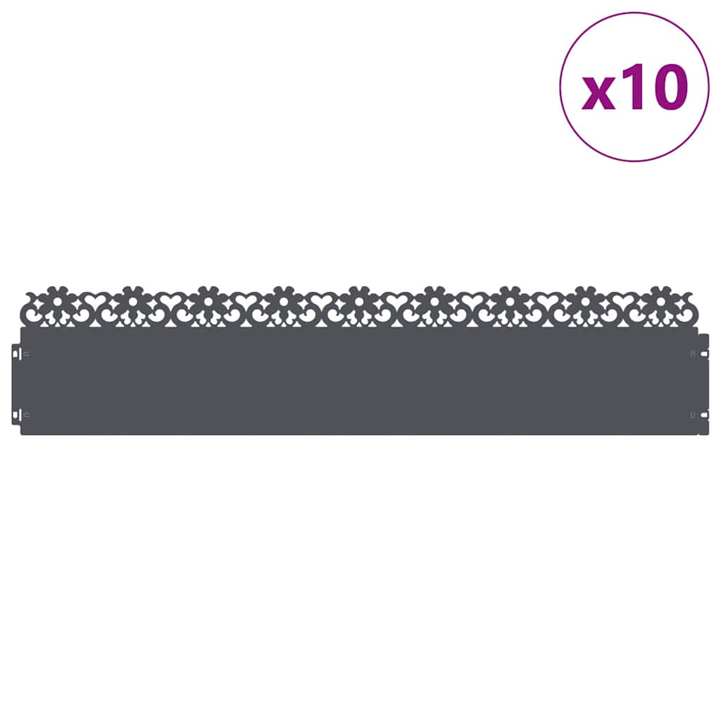 Lawn Edgings 10 pcs Anthracite 103 x 0.05 x 22 cm Steel