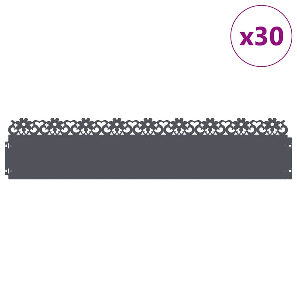 Lawn Edgings 30 pcs Anthracite 103 x 0.05 x 22 cm Steel