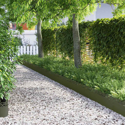Lawn Edgings 30 pcs Olive Green 103 x 0.05 x 22 cm Steel