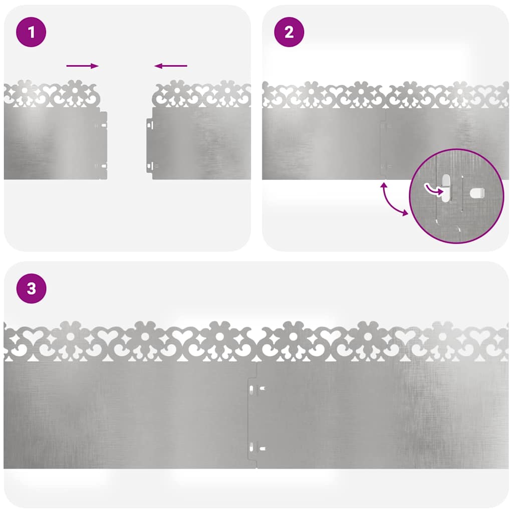Lawn Edgings 20 pcs 103 x 0.05 x 22 cm Stainless Steel Silver