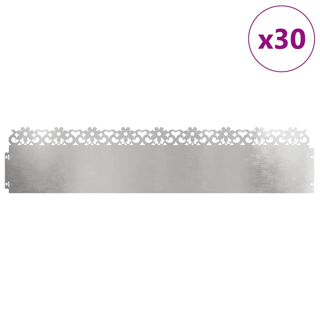 Lawn Edgings 30 pcs 103 x 0.05 x 22 cm Stainless Steel Silver