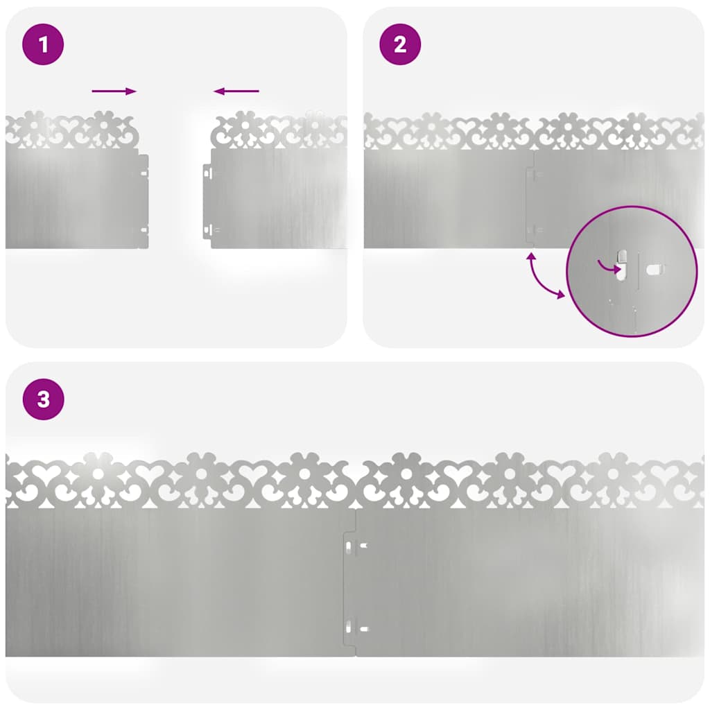 Lawn Edgings 10 pcs Silver 103 x 0.05 x 22 cm Galvanised Steel