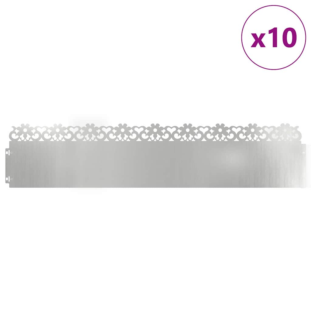 Lawn Edgings 10 pcs Silver 103 x 0.05 x 22 cm Galvanised Steel