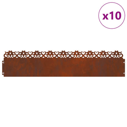 Lawn Edgings 10 pcs Rusty 103 x 0.05 x 22 cm Weathering Steel