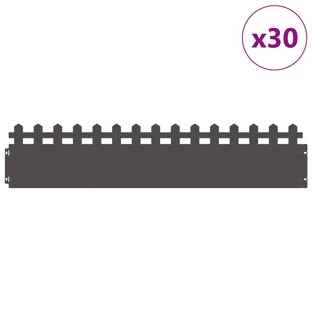 Lawn Edgings 30 pcs Black 103 x 0.05 x 22 cm Steel