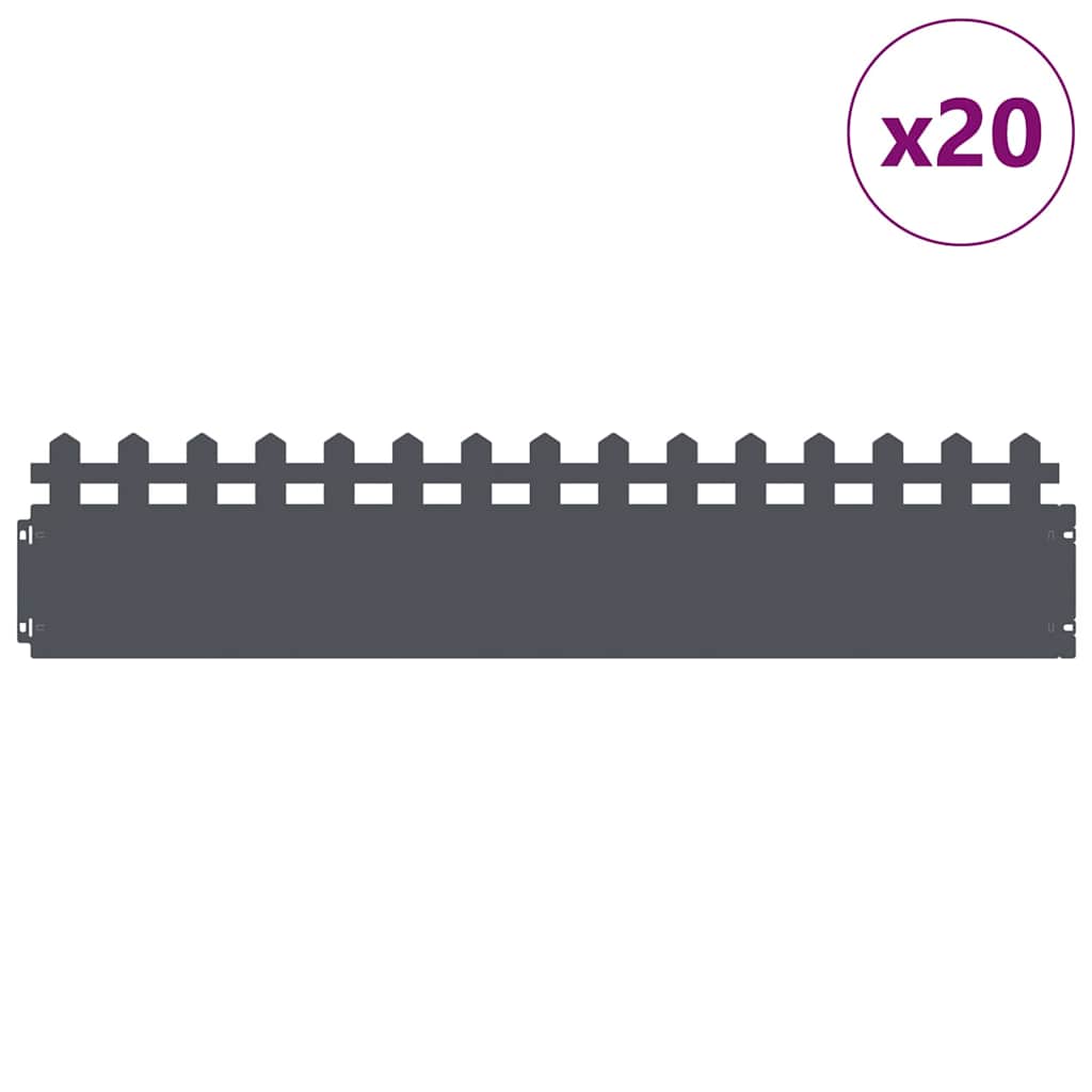 Lawn Edgings 20 pcs Anthracite 103 x 0.05 x 22 cm Steel