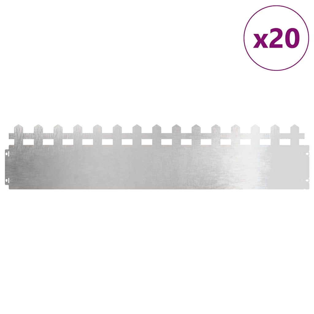 Lawn Edgings 20 pcs 103 x 0.05 x 22 cm Stainless Steel Silver