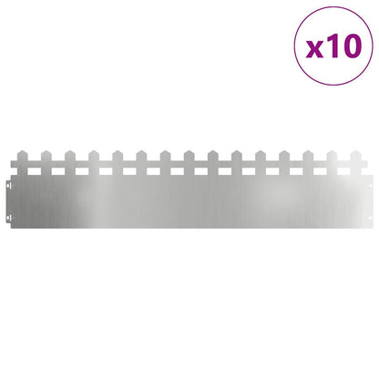 Lawn Edgings 10 pcs Silver 103 x 0.05 x 22 cm Galvanised Steel