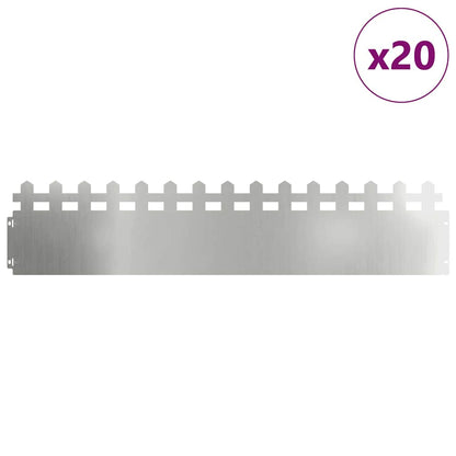 Lawn Edgings 20 pcs Silver 103 x 0.05 x 22 cm Galvanised Steel