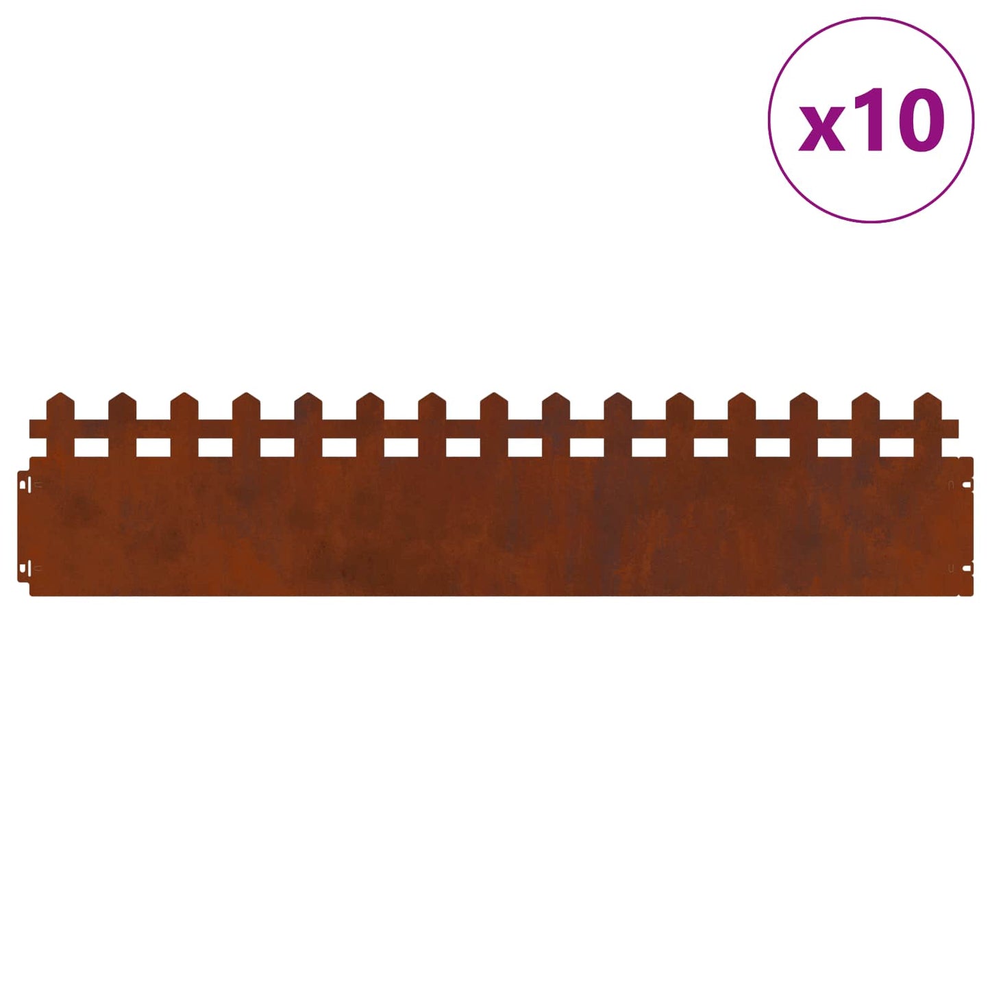 Lawn Edgings 10 pcs Rusty 103 x 0.05 x 22 cm Weathering Steel
