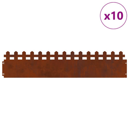Lawn Edgings 10 pcs Rusty 103 x 0.05 x 22 cm Weathering Steel