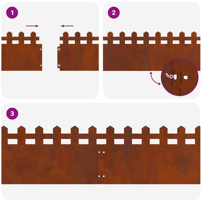 Lawn Edgings 10 pcs Rusty 103 x 0.05 x 22 cm Weathering Steel