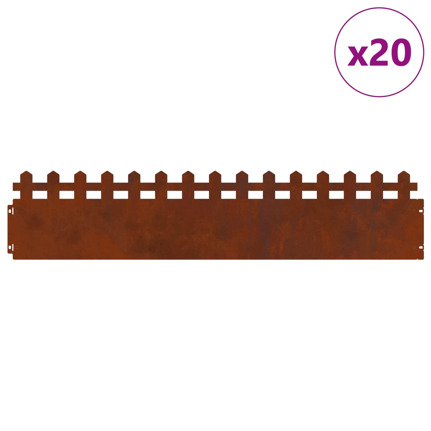 Lawn Edgings 20 pcs Rusty 103 x 0.05 x 22 cm Weathering Steel