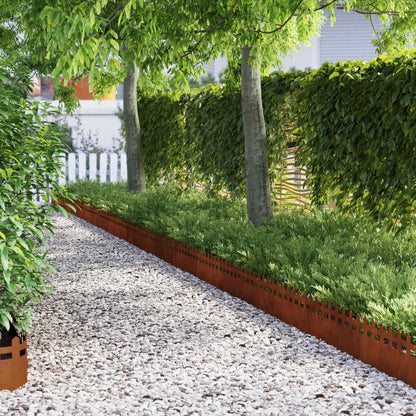 Lawn Edgings 30 pcs Rusty 103 x 0.05 x 22 cm Weathering Steel