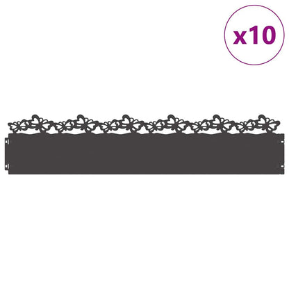 Lawn Edgings 10 pcs Black 103 x 0.05 x 22 cm Steel