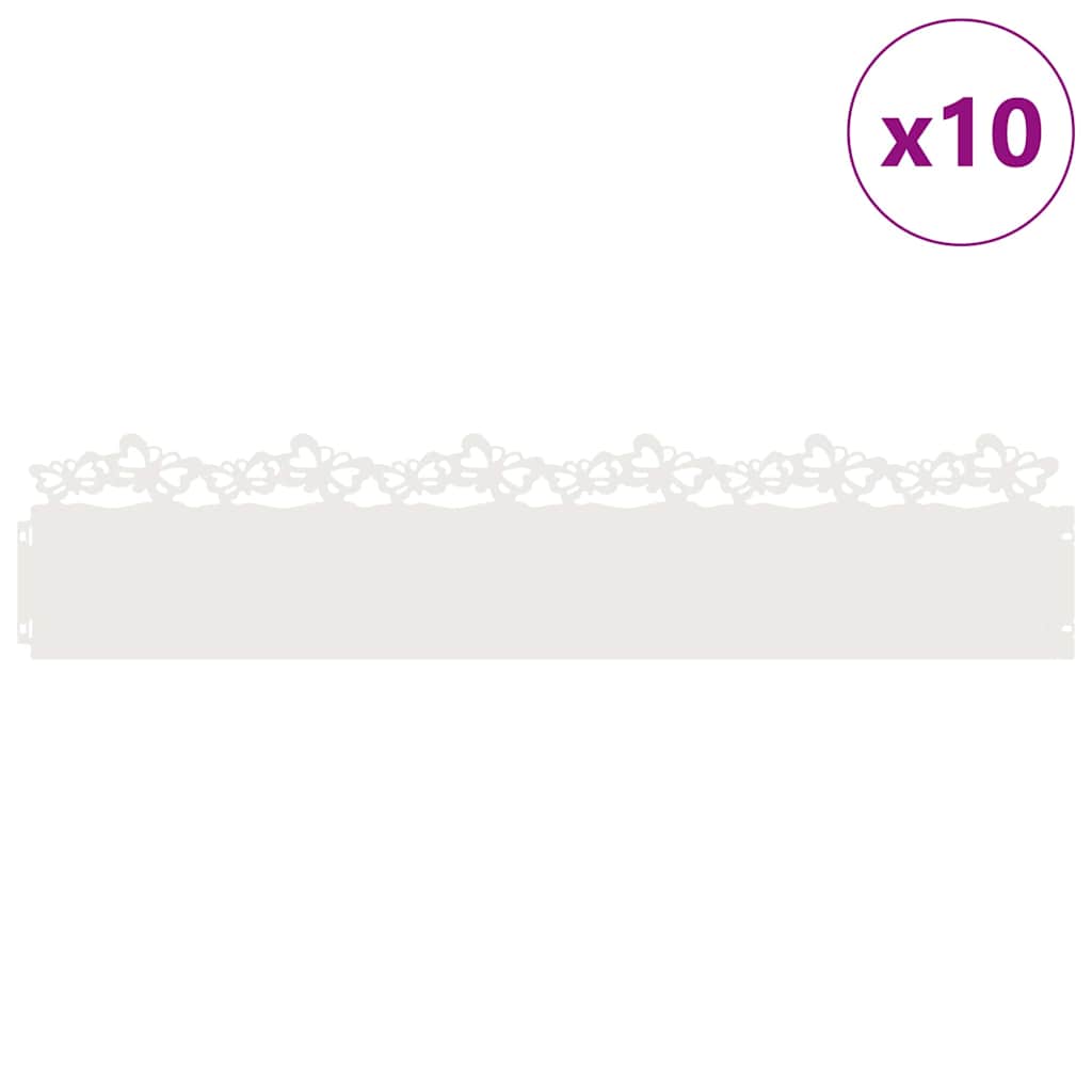 Lawn Edgings 10 pcs White 103 x 0.05 x 22 cm Steel