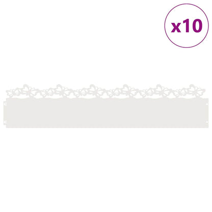 Lawn Edgings 10 pcs White 103 x 0.05 x 22 cm Steel