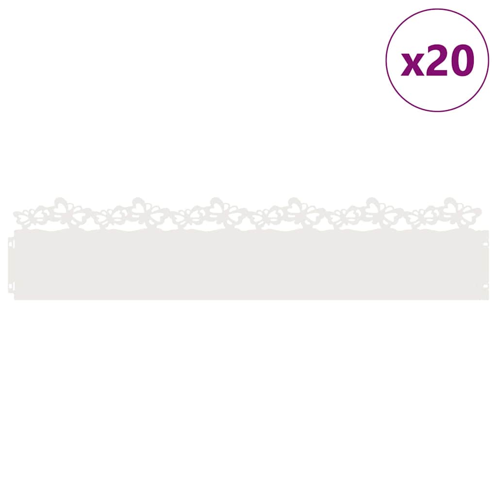 Lawn Edgings 20 pcs White 103 x 0.05 x 22 cm Steel